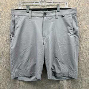 Travis Mathew Shorts Mens 36 Gray Chino Flat Front Golf Golfer Cotton Nylon Knit